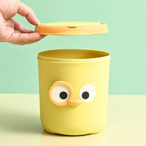 Carino Pattumiera Da Scrivania Cartone Animato Scatola Di Immaginaggio In Plastica Con Coperchio Ufficio Camera Da Letto