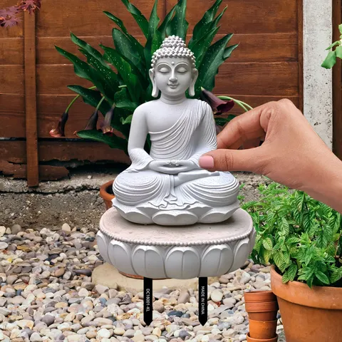 Pastoraal PVC Boeddha Tuinsteker Creatieve 2D Platte Sculptuur Bord Grijs Landschap Gazon Pad Terras Bloembed Plant Decoratie