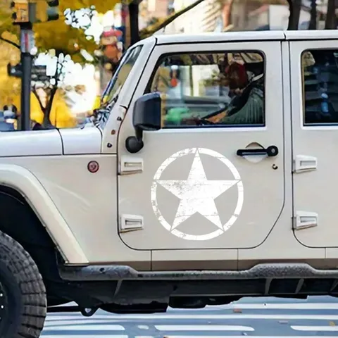 Pegatina de Coche de PVC Universal Brújula Estrella Montaña de Nieve Estilo Militar Retro Autoadhesiva Impermeable Calcomanía para Camión SUV Decoración de Vehículo