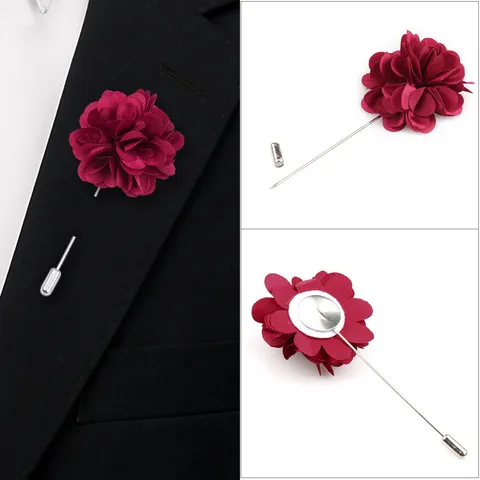 Korean Style Fabric Flower Brooch For Men Women Wedding Suit Dress Long Pin Corsage Lapel Pin Fashion Accessories