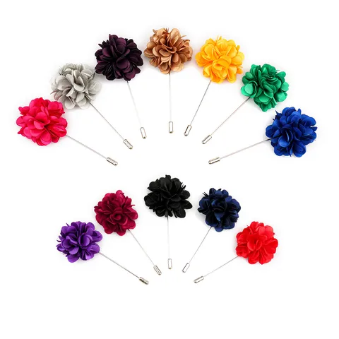 Korean Style Fabric Flower Brooch For Men Women Wedding Suit Dress Long Pin Corsage Lapel Pin Fashion Accessories
