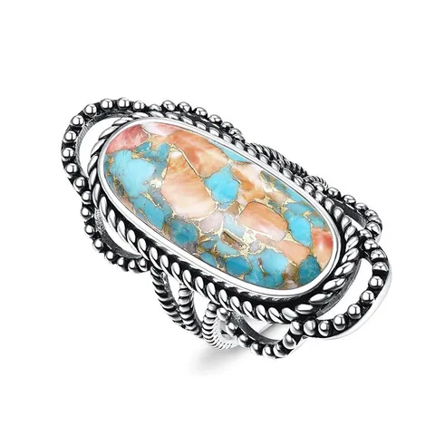 Boho Vintage Χάλκινο Δαχτυλίδι Στρας Γεωμετρικό Έθνικ Πλεξούδα Μοτίβο Πέτρας Αντίκ Ασημί για Γυναίκες Κοσμήματα