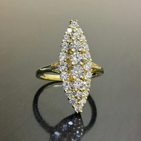 Anillo Abierto de Cobre de Lujo con Strass Marquesa Chapado en Oro Plata Geométrico Nota Musical Anillo de Banda para Mujer Joyería Regalo