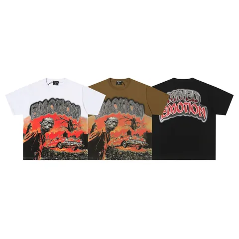 Hombres Casual Algodón Puro Manga Corta Camiseta Letra Geométrica Strass Estampado Holgado Verano Streetwear Top