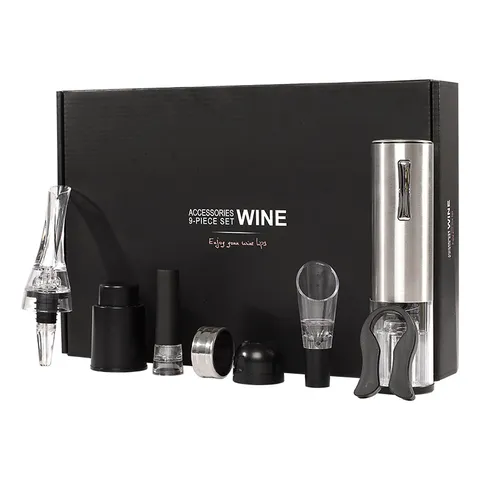 Elektrisches Weinöffner Set Automatischer Flaschenöffner Folienschneider Ausgießer Vakuumstopfen Weinzubehör Set Küche Bar
