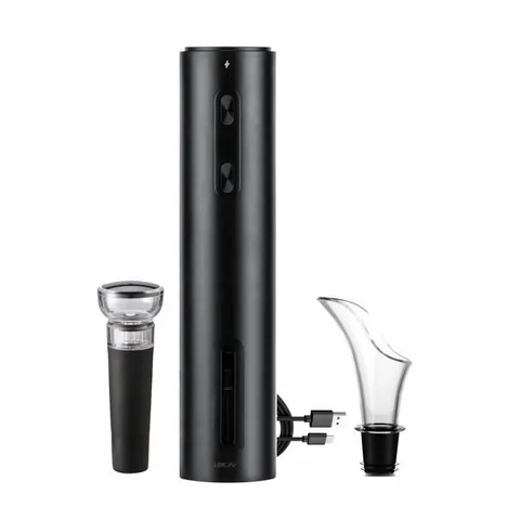 Electric Wine Opener Automatic Corkscrew Rechargeable Wine Bottle Opener Set with Foil Cutter Wine Pourer Vacuum Stopper