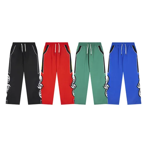 High Street Godspeed Embroidery Letter Logo Color Block Sweatpants Men Women Casual Cotton Blend Drawstring Jogger Pants Streetwear