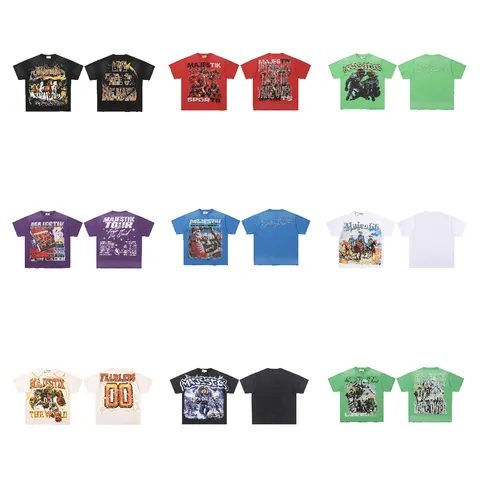 Unisex Vintage Streetwear Washed Cotton Short Sleeve T-Shirt Men Women Casual Loose Graphic Print Crew Neck Tee Top
