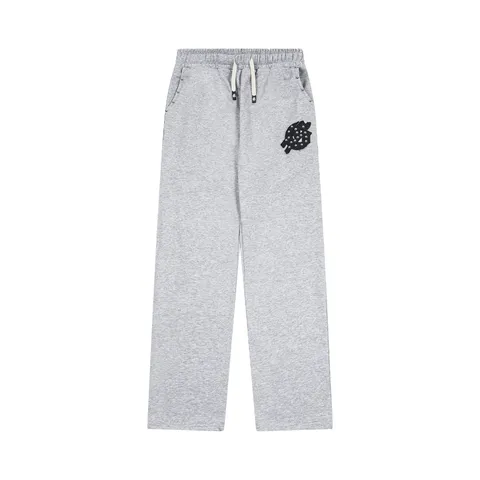 Uomini Donne High Street Casual Pantaloni della Tuta Larghi Dritti Cotone Perline Ricamo Lettere