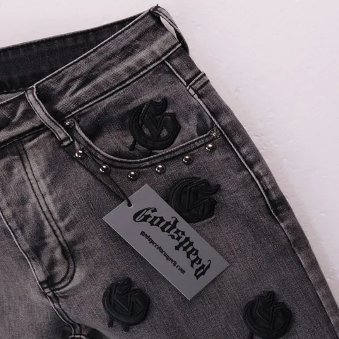 Unisex High Street Casual Denim Shorts Letter Embroidered Washed Cotton Straight Five-Point Denim Bottoms For Summer