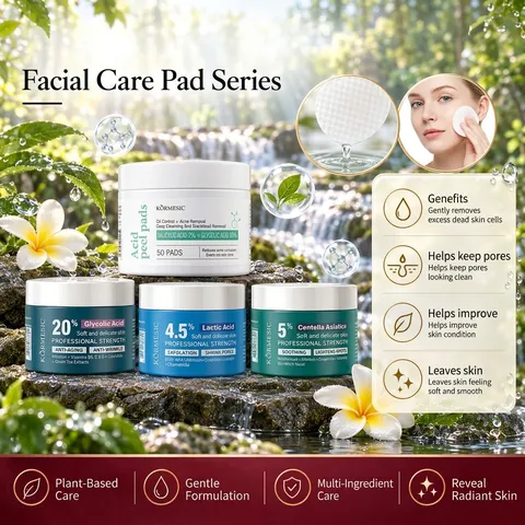 KORMESIC Professionelle Hautpflege Gesichtspeeling Pads Glykolsäure Salicylsäure Centella Asiatica Wattepads Zum Peeling Porenminimierung Beruhigende Behandlung