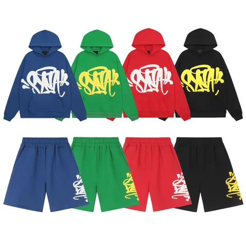 Men's Women's Cotton Fleece Hoodie Shorts High Street Y2K Style S&Y Letter Graffiti Print Casual Sportswear Top Bottom