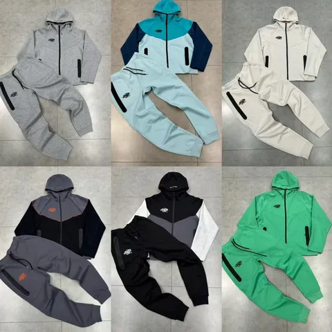 Unisex High Street Trendy Letter Embroidery Fleece Lined Hooded Jacket Top And Jogger Bottom Cotton Casual Sporty Leisure Suit
