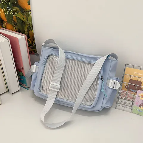 Style Ins Japonais Transparent Grande Capacité Sac Bandoulière Nylon Décontracté Étudiant Épaule Sac Messenger Mignon Ita Sac
