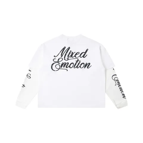 Men Women Cotton Fake Two-Piece Long Sleeve T-Shirt Cupid Archery Graphic Hot Drill Streetwear Casual Crew Neck Top