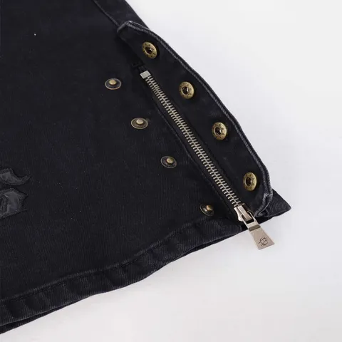 Men's Women's Casual Straight Leg Denim Jeans American High Street Style Embroidered Letter Cotton Blend Long Pants