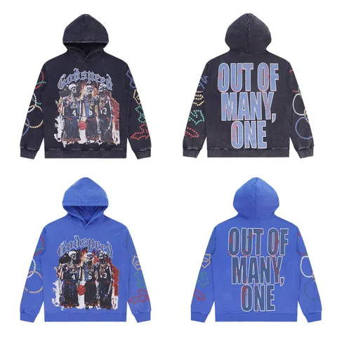 Men Women Unisex Acid Wash Hoodie High Street Streetwear Retro Skull Letter Graphic Printed Loose Hooded Sweatshirt Top