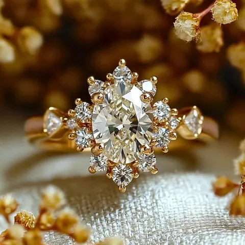Anillo de Dedo Ovalado de Cobre con Diamantes de Imitación Elegante Flor de Copo de Nieve para Mujer Regalo Joyería
