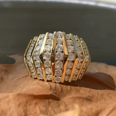 Anillo De Banda Ancha De Cobre Con Strass Geométrico Futurista Para Mujer Streetwear Estilo Tech Anillo De Dedo De Declaración Con Rayas Gruesas Joyería
