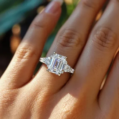 Anillo de Circonia Cuadrado Geométrico Estilo Corte Real Vintage para Mujer Chapado en Oro Plata Corte Esmeralda Lujoso Anillo de Cobre Joyería