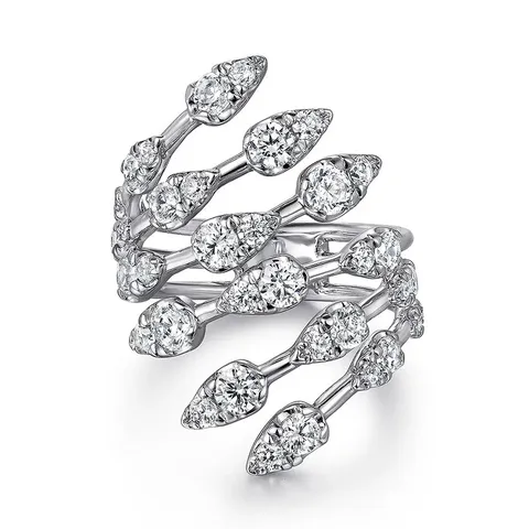 Schicker Kupfer Strass Offener Layering Ring Für Damen Platiniert Träne Statement Verstellbare Ringe Party Bankett Finger Schmuck Geschenk