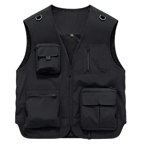 Men's Multi-Pocket Tactical Vest Casual Outdoor Sports Photography Workwear V-Neck Zipper Sleeveless Jacket