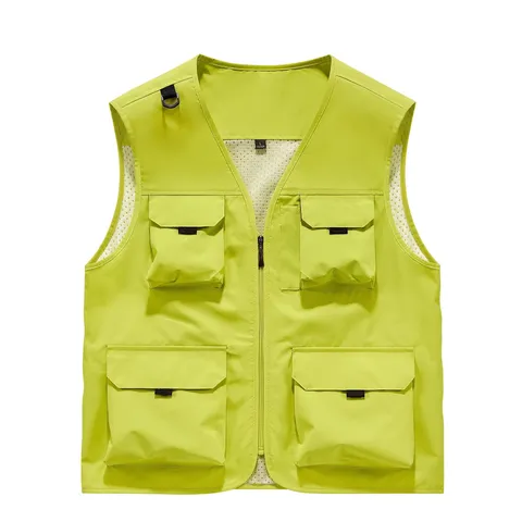Men's Casual Outdoor Tactical Fishing Multi-Pocket Vest V-Neck Zipper Sleeveless Jacket Loose Fit Spring Autumn Outerwear