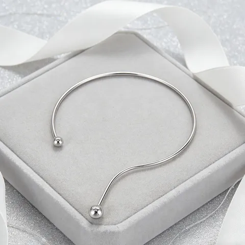 Minimalist Stainless Steel Open Choker Necklace For Women Creative Geometric Round Ball Torque Punk Statement Party Jewelry Gift