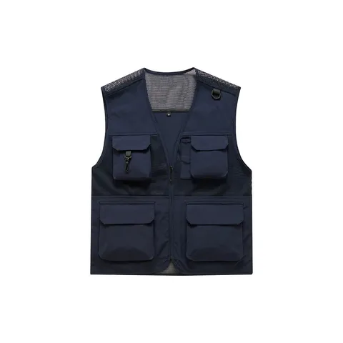 Men's Tactical Vest Multi-Pocket Mesh Breathable Outdoor Leisure Waistcoat Zip Up Casual Top Jacket
