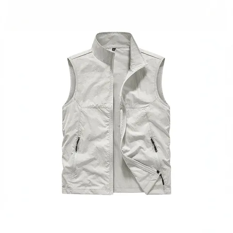 Men's Casual Stand Collar Quick Drying Vest Multi Pocket Outdoor Fishing Photography Sleeveless Jacket