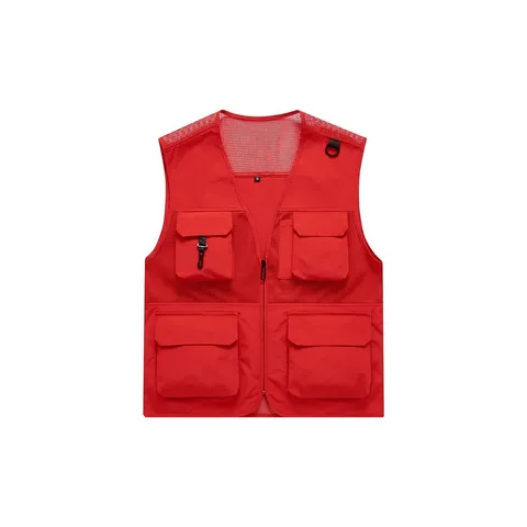 Men's Tactical Vest Multi-Pocket Mesh Breathable Outdoor Leisure Waistcoat Zip Up Casual Top Jacket