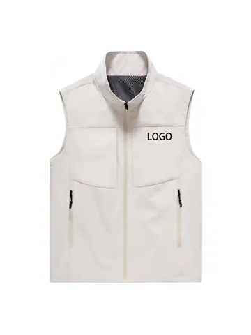 Men's Casual Quick Dry Stand Collar Multi Pocket Vest Outdoor Sports Sleeveless Jacket Regular Fit Polyester Waistcoat Outerwear