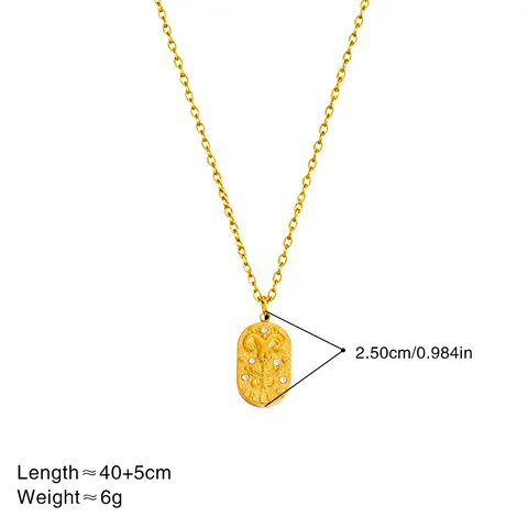 Collar con Colgante de Doce Signos del Zodiaco de Acero Inoxidable Chapado en Oro con Diamantes de Imitación Constelación Moneda Cadena Gargantilla Joyería Regalo para Mujer