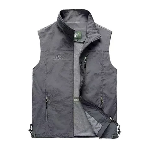 Men's Casual Lightweight Multi-Pocket Outdoor Vest Summer Quick Dry Zip Up Sleeveless Jacket Travel Fishing Photography Top