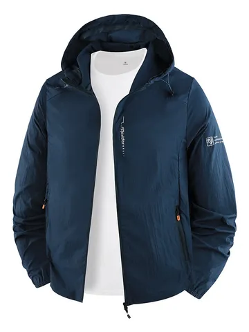 Men's Summer Thin Sun Protection Clothing Outdoor Breathable UV Protection Hooded Jacket Lightweight Casual Coat