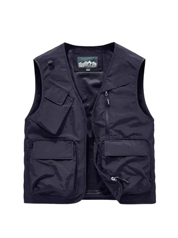 Men's Casual Multi-Pocket Cargo Vest Nylon Mesh Breathable Outdoor Photography Fishing Sleeveless Jacket Waistcoat
