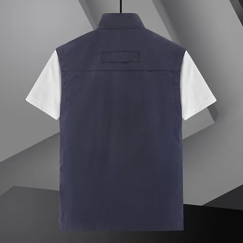 Men's Casual Quick Drying Nylon Multi-Pocket Tooling Vest Spring Autumn Lightweight Outdoor Sports Sleeveless Jacket