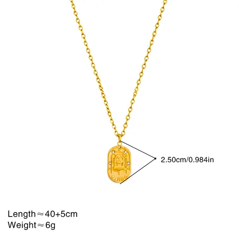 Collar con Colgante de Doce Signos del Zodiaco de Acero Inoxidable Chapado en Oro con Diamantes de Imitación Constelación Moneda Cadena Gargantilla Joyería Regalo para Mujer