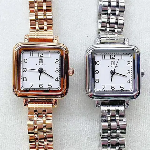 Montre à Quartz pour Femme Carrée Minimaliste Vintage Élégant Bracelet Chaîne Fine Montre Bracelet Étanche Rétro Petit Cadran pour Femmes