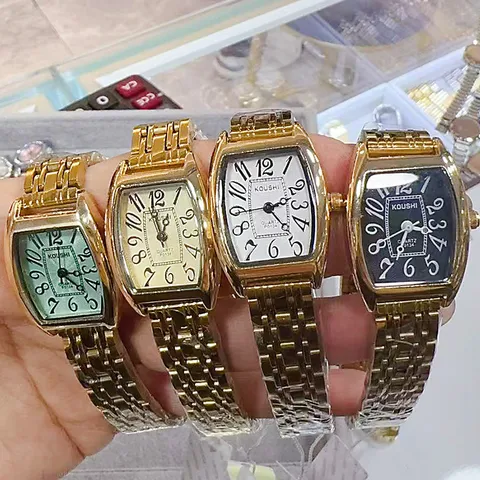 Fashion Women Quartz Watch Tonneau Stainless Steel Mesh Strap Analog Pointer Waterproof Delicate Lady Elegant Luxury Wristwatch Jewelry