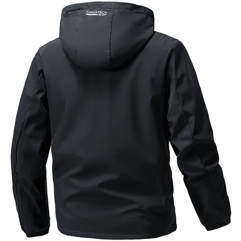 Uomo Giacca Antivento con Cappuccio Casual Full Zip Primavera Autunno Cappotto Tinta Unita Manica Lunga Esterno Capospalla