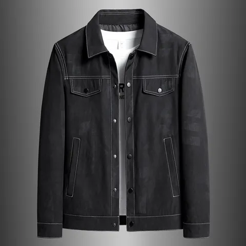 Mens Casual Lapel Jacket Autumn Winter Trend Brand All Over Print Outerwear Hong Kong Style Long Sleeve Top
