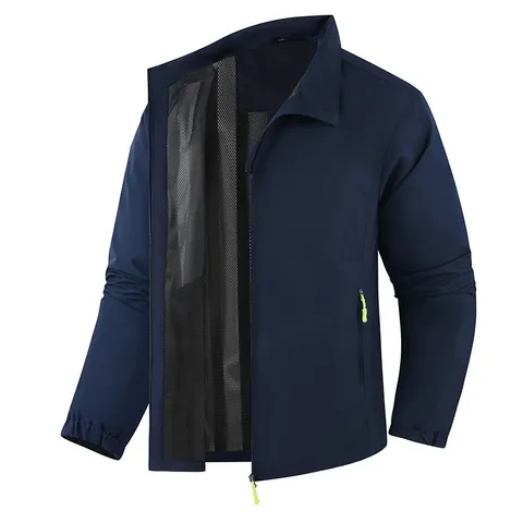 Giacca A Vento Impermeabile da Uomo Collo In Piedi Capospalla Casual Business Vestibilità Larga Manica Lunga Cappotto con Cerniera