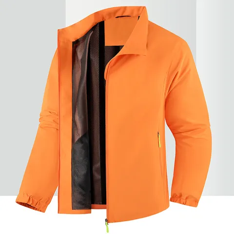 Giacca A Vento Impermeabile da Uomo Collo In Piedi Capospalla Casual Business Vestibilità Larga Manica Lunga Cappotto con Cerniera