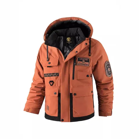 Men's Winter Thickened Hooded Waterproof Cotton Padded Jacket Outdoor Warm Cargo Coat