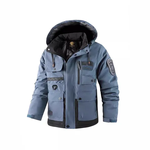 Men's Winter Thickened Hooded Waterproof Cotton Padded Jacket Outdoor Warm Cargo Coat