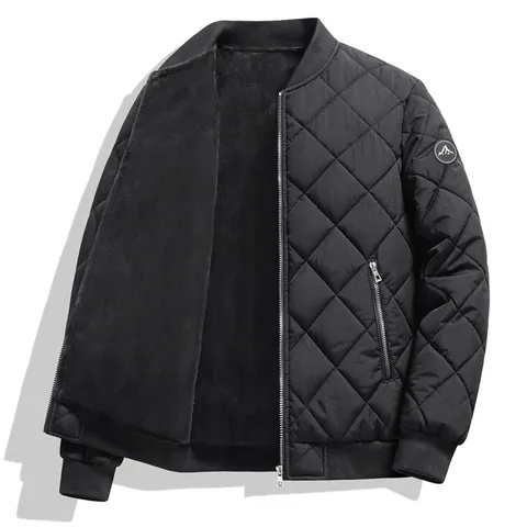 Giacca Trapuntata Invernale da Uomo Foderata in Pile Imbottita Collo Alto Cappotto da Baseball Capispalla Caldo Casual Giacca con Tasca con Cerniera