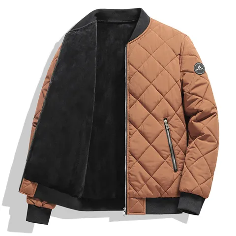 Giacca Trapuntata Invernale da Uomo Foderata in Pile Imbottita Collo Alto Cappotto da Baseball Capispalla Caldo Casual Giacca con Tasca con Cerniera