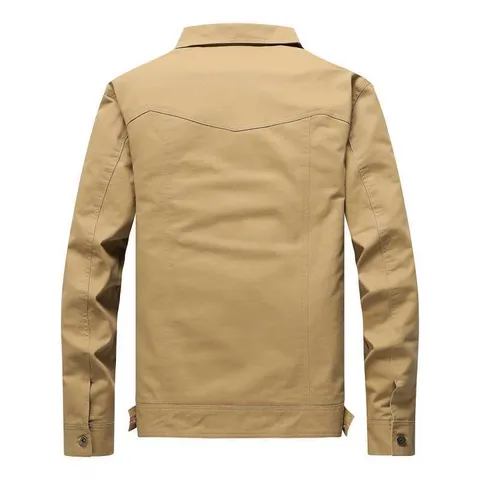 Giacca Cargo da Uomo in Cotone Lavato Colletto Classico a Punta Stile Militare Soprabito Con Spalline Slim Fit Giacca a Manica Lunga per Uomo