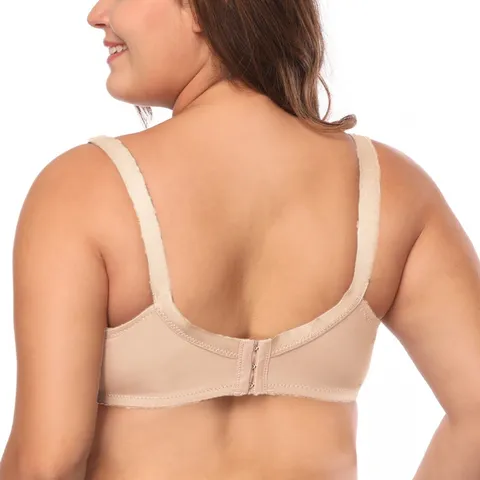 Women Plus Size Smooth Nylon Spandex Bra Comfortable Seamless Wireless Large Cup Supportive Underwear Large Size Brassiere